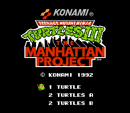 Teenage Mutant Ninja Turtles III: The Manhattan Project (NES)   © Konami 1991    1/3