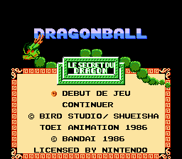 Dragon Ball (NES)   © Bandai 1986    1/3