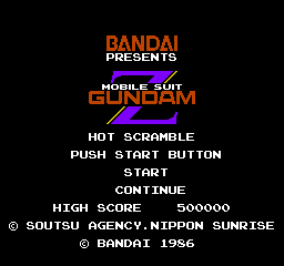 Mobile Suit Z Gundam: Hot Scramble (NES)   © Bandai 1986    1/3