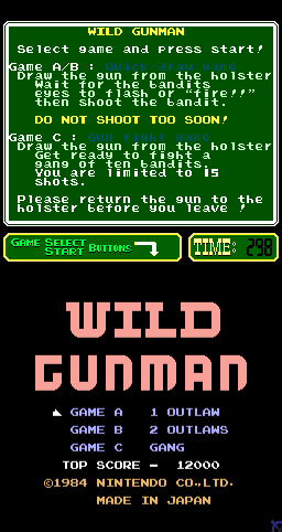 Wild Gunman (ARC)   © Nintendo 1984    1/3