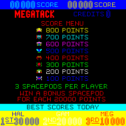 Megatack (ARC) &nbsp; &copy; Game Plan 1980 &nbsp;  4/4