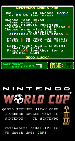 Nintendo World Cup (ARC)   © Technos 1990    1/3