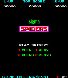 Spiders (ARC)   © Sigma Enterprises 1981    1/4
