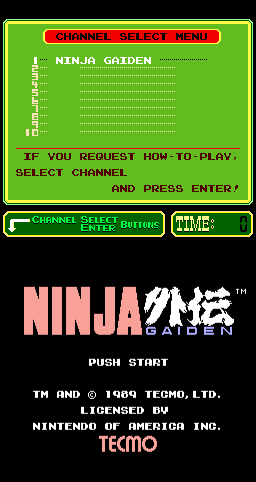 Ninja Gaiden (1988) [PlayChoice] (ARC)   © Nintendo 1989    1/2