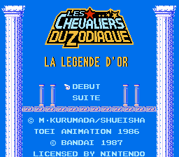 Les Chevaliers Du Zodiaque: La Legende D'or (NES)   © Bandai 1987    1/3