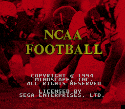 NCAA Football (SMD)   © Mindscape 1994    1/3