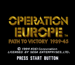 Operation Europe: Path To Victory 1939-45 (SMD)   © KOEI 1993    1/3