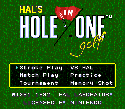 HAL's Hole In One Golf (SNES)   © HAL Laboratory 1991    1/3