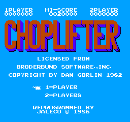 Choplifter (NES)   © Jaleco 1986    1/3