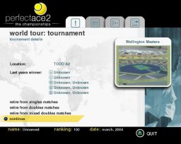 Perfect Ace 2: The Championships (PS2)   © Oxygen Games 2005    1/3