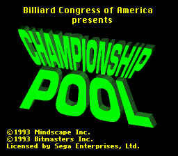 Championship Pool (SMD)   ©  1993    1/2