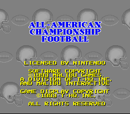 All-American Championship Football (SNES)   © Malibu 1994    1/3