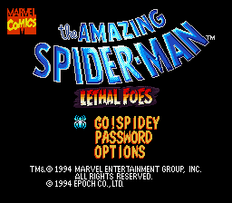 The Amazing Spider-Man: Lethal Foes (SNES)   © Epoch 1995    1/3
