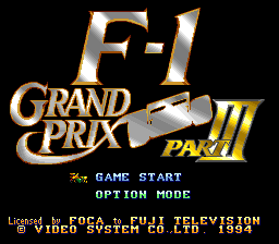 F-1 Grand Prix Part III (SNES)   © Video System 1994    1/3